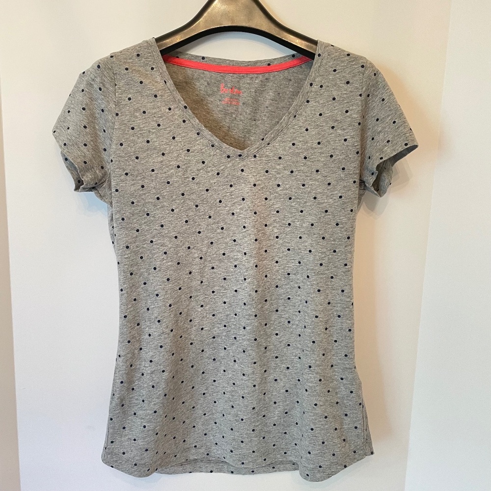 Boden Cotton Tee Gray Navy spot 4